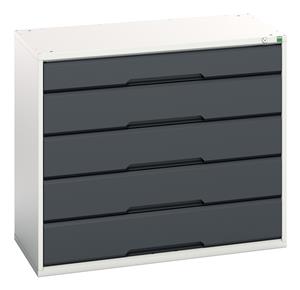 verso drawer cabinet with 5 drawers. WxDxH: 1050x550x900mm. RAL 7035/5010 or selected Bott Verso Drawer Cabinets1050 x 550  Tool Storage for garages and workshops